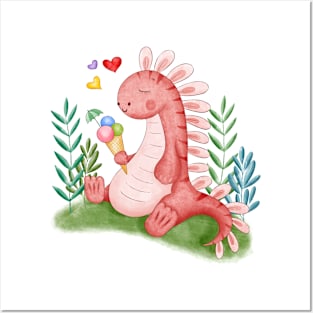 Baby Dinosaur Watercolor Posters and Art